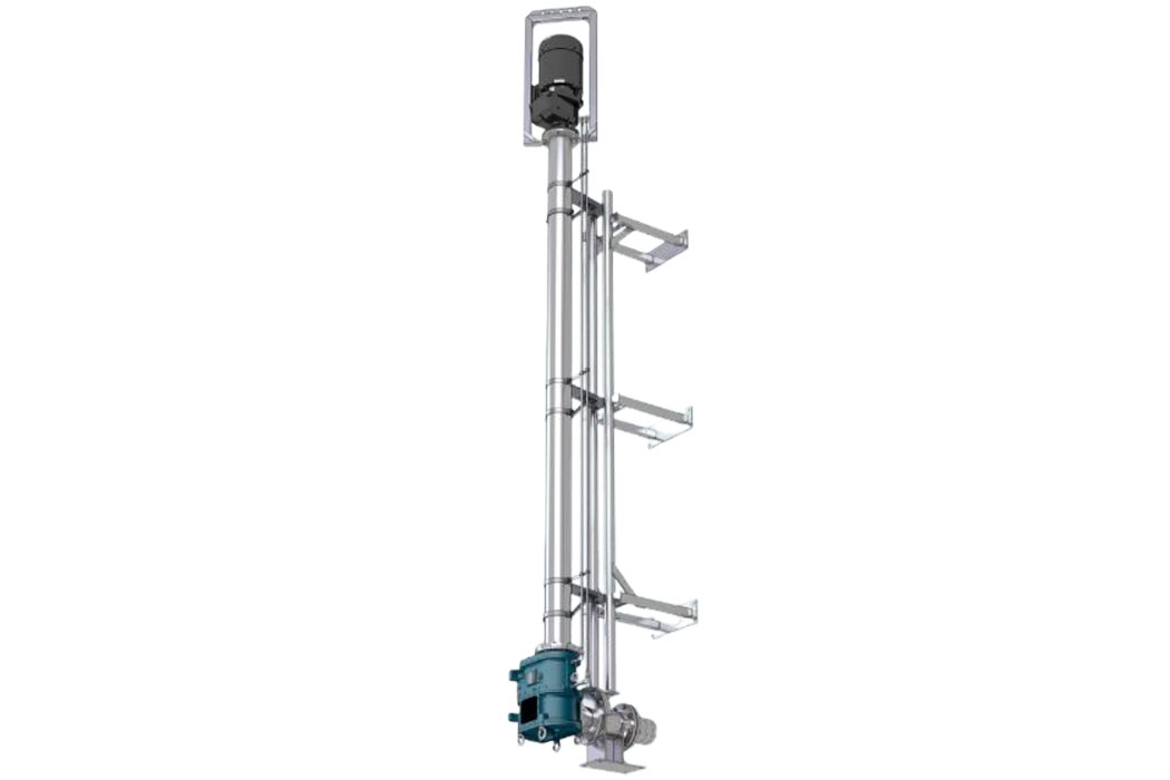 submerged liquid pump with wall brackets